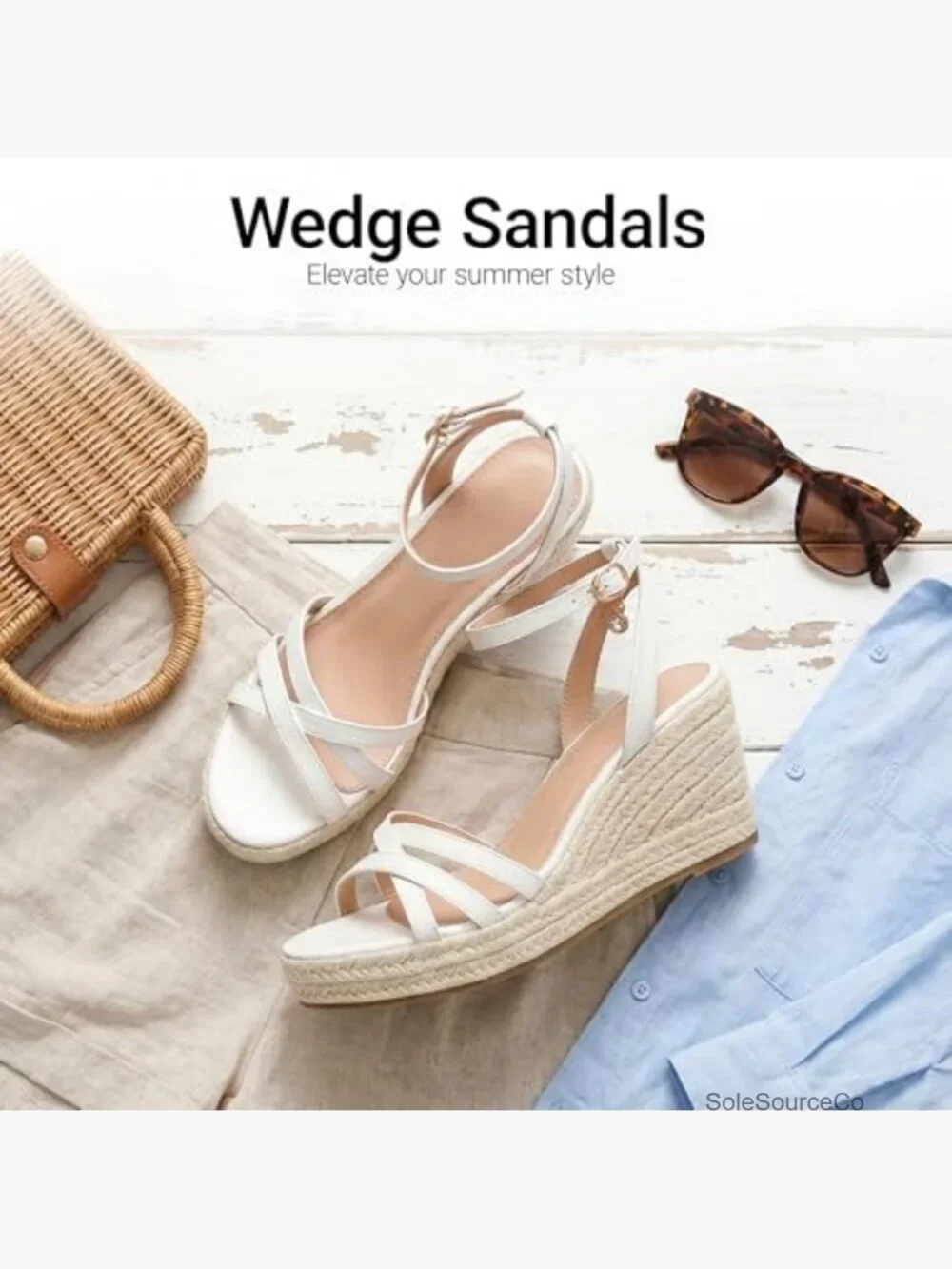 Women's Espadrille Wedge Sandals Open Toe Ankle Strap Platform Cushioned Summer